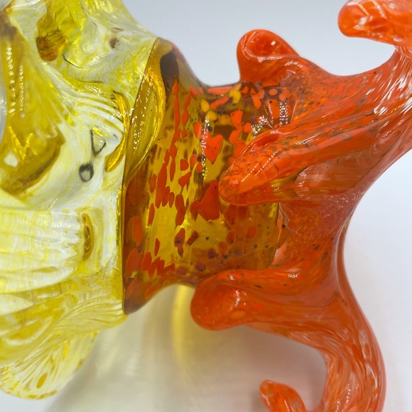 Orange & Yellow Handblown Signed Art Glass Votive candle  holder? - Picture 8 of 11